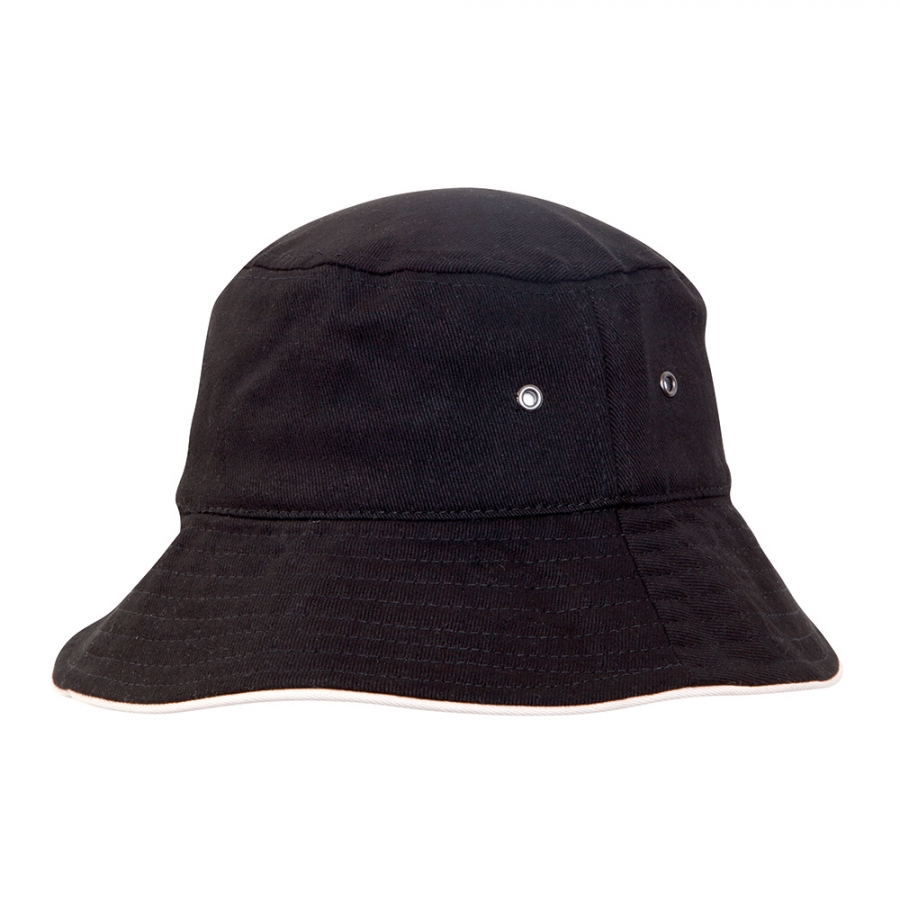 COTTON BUCKET HAT - BLACK/STONE