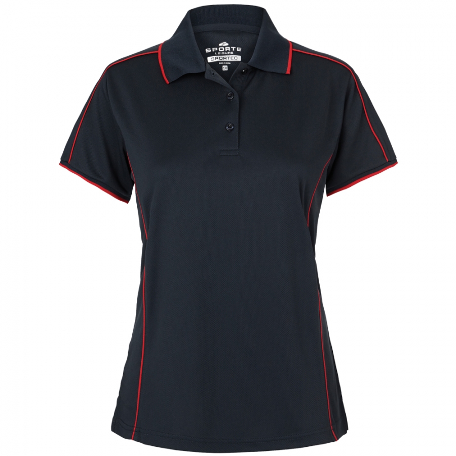 LADIES BIRKDALE POLO - Navy/Red