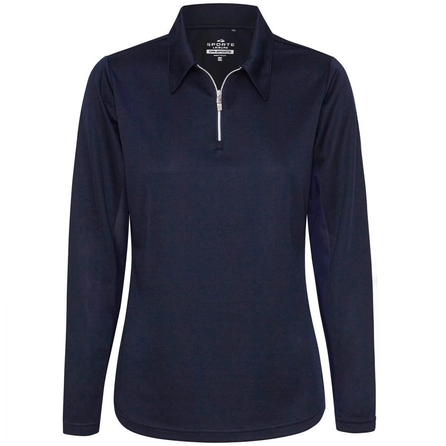 Ladies Pullover L|S Mesh Insert - FRENCH NAVY