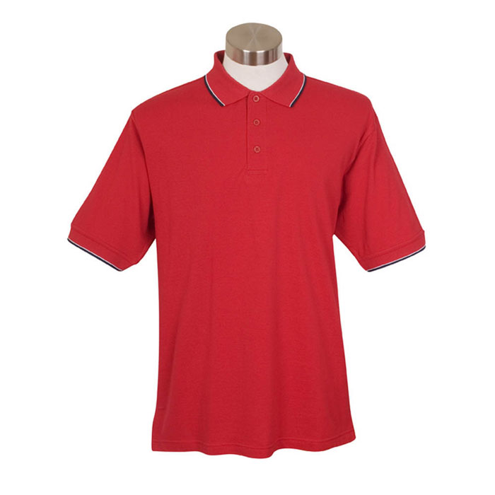 MENS SOLID PIQUE POLO - RED/NAVY/WHITE