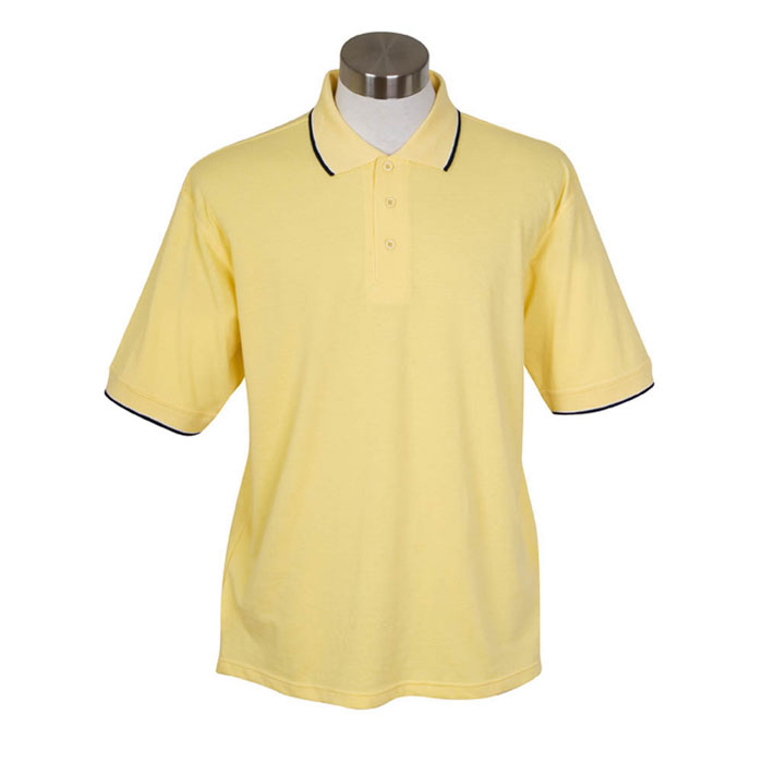 MENS SOLID PIQUE POLO - SUNLIGHT/NAVY/WHITE